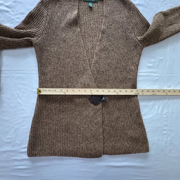 Ralph Lauren Cardigan Sweater Women's S Brown 100% Cotton Knitwear - Casual - Picture 11 of 13